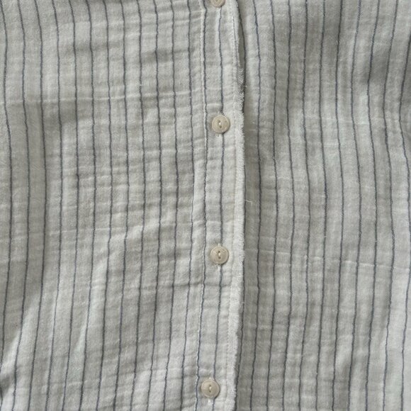 Mystree 100% Cotton Tunic Button Shirt (Sz L) Striped Long Sleeve Coastal Casual - Picture 10 of 12